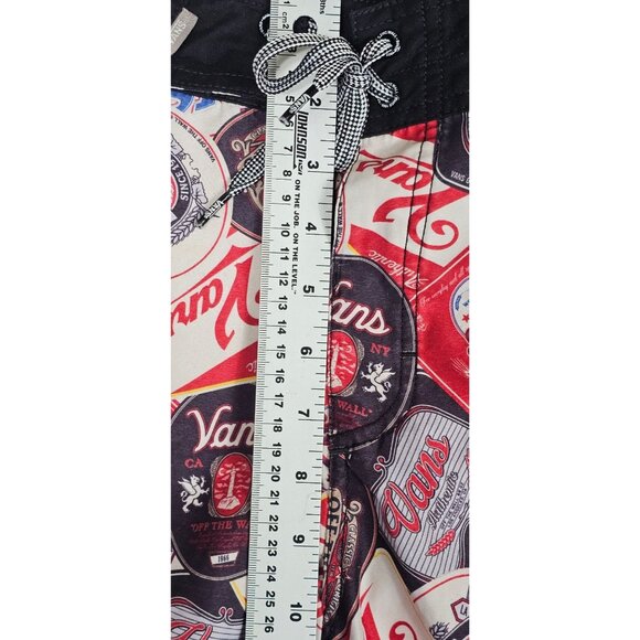 Vans Men’s Logo Print Board Shorts Size 28 Red Black - Picture 8 of 14